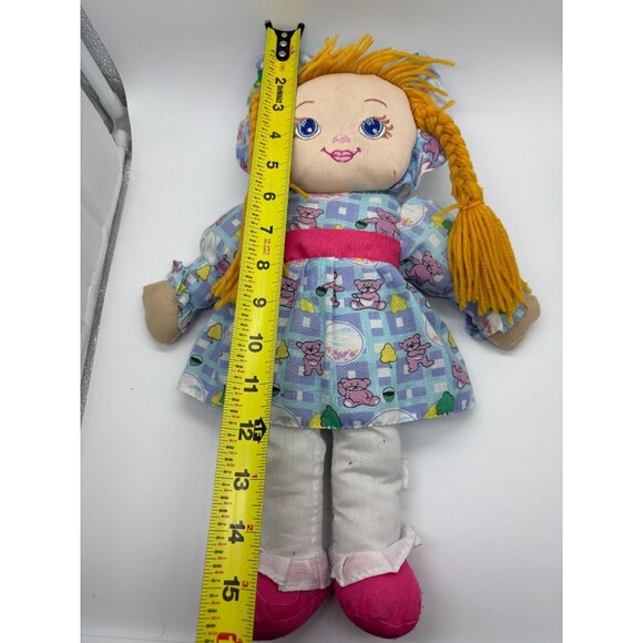 Retro Style Cloth Rag Doll Handmade Pigtails & Polka Dot Dress Toy 16" - Picture 3 of 3